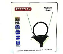 антенна тв комнатная zerro tv hda-02-w с усилителем телевизионная, активная, для дома. для дачи  фото