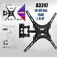 кронштейн для телевизора 14-55" t400 на стену наклонный поворотный для тв/монитора до 15 кг  фото
